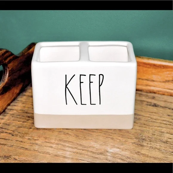 RAE DUNN KEEP Clay bottom bathroom organizer NEW - Picture 4 of 10